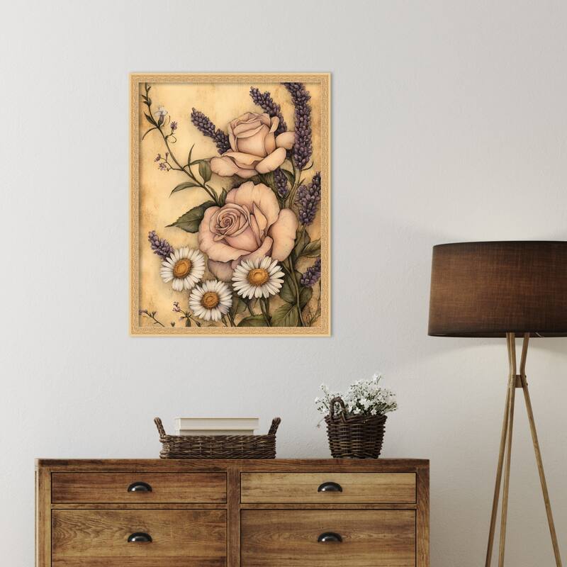 Floral Whimsy No. 1 by Tradelink inhouse artist Wood Framed Wall Art Print