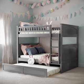 Multi-Functional Design Full Over Full Bunk Bed w/Twin Trundle - Sturdy Pine, Safe Design, Perfect for Kids' Rooms