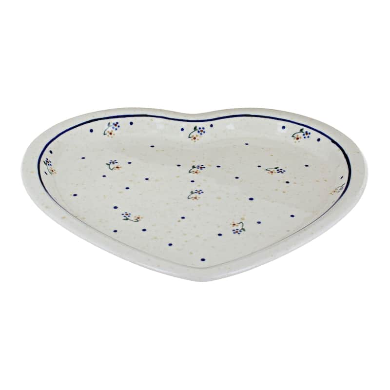 Blue Rose Polish Pottery 1254 Zaklady Heart Plate - Country Meadow