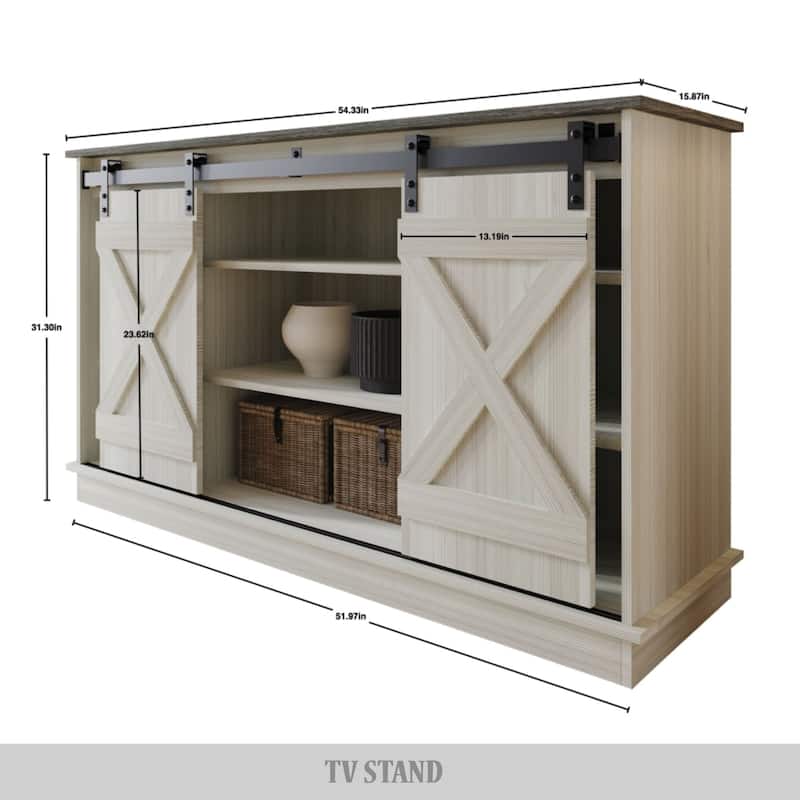 CraftPorch Vintage Style with X-shaped Metal Glides Doors Sideboard