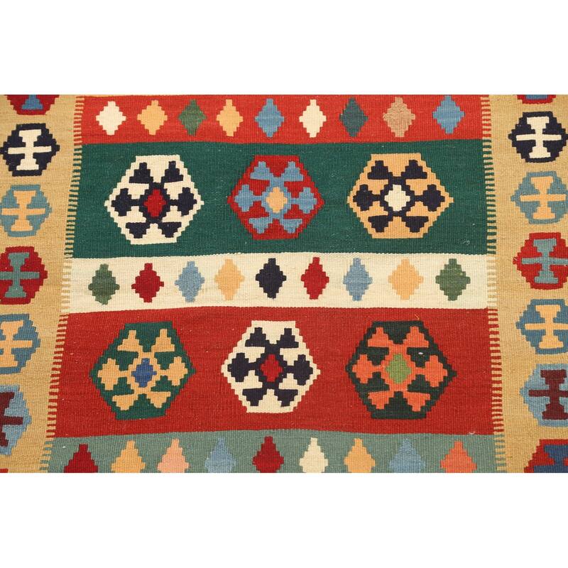South-western Tribal Kilim Shiraz Persian Wool Area Rug Flat-woven - 3'5" x 5'0"