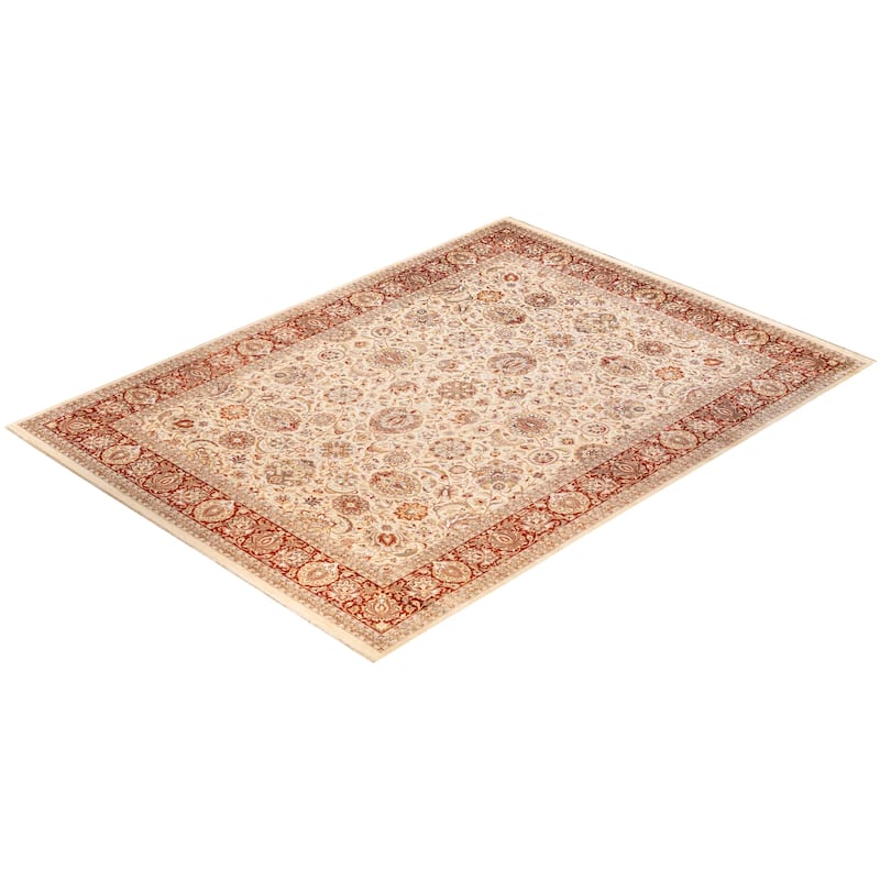 Overton Hand Knotted Wool Vintage Inspired Traditional Mogul Ivory Area Rug - 9 x 12