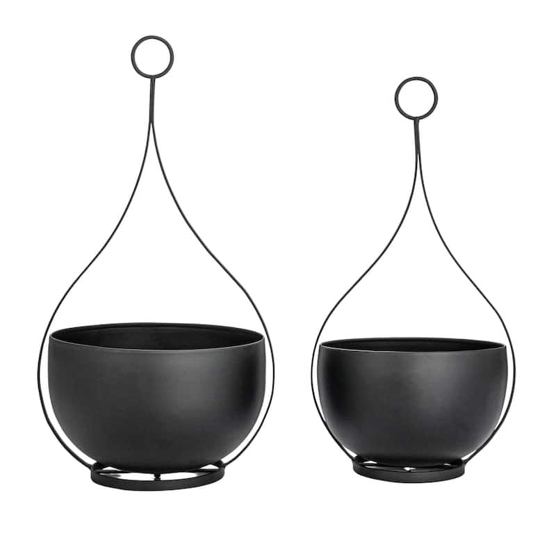 Decorative Hanging Metal Planters, Set of 2 - 11.0"L x 9.5"W x 19.5"H