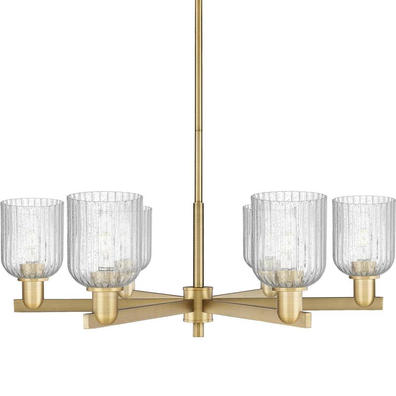 Innovations Lighting 716-6CR-11-35 Bridal Veil Chandelier Bridal Veil - Brushed Brass / Seedy
