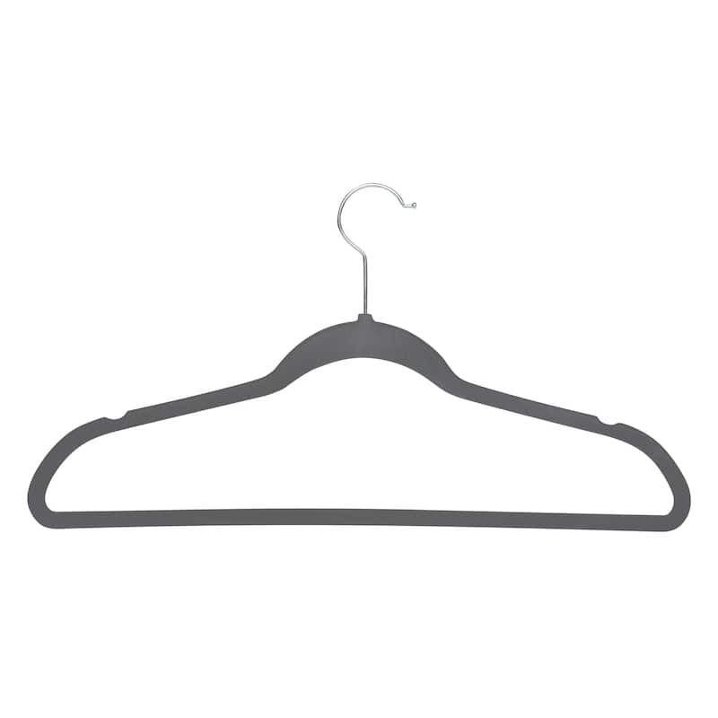 10 Super Slim Velvet Huggable Hangers in Grey - 1.97" x 17.72" x 9.25"