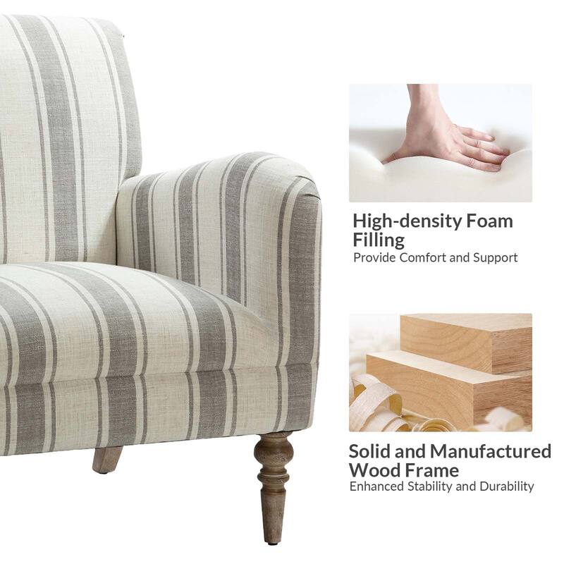 Seip Classic and Contemporary Striped Arm Chair with Spindle Legs by HULALA HOME
