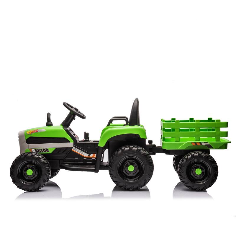 Ride On Tractor With Trailer, 24V Battery Powered Electric Tractor Toy, Remote Control, Kids,Three Speed Adjustable