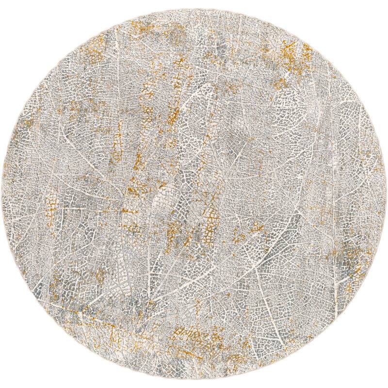 Livabliss Transitional Dresden Abstract Area Rug - 7'10" x 7'10" Round - Grey/Beige
