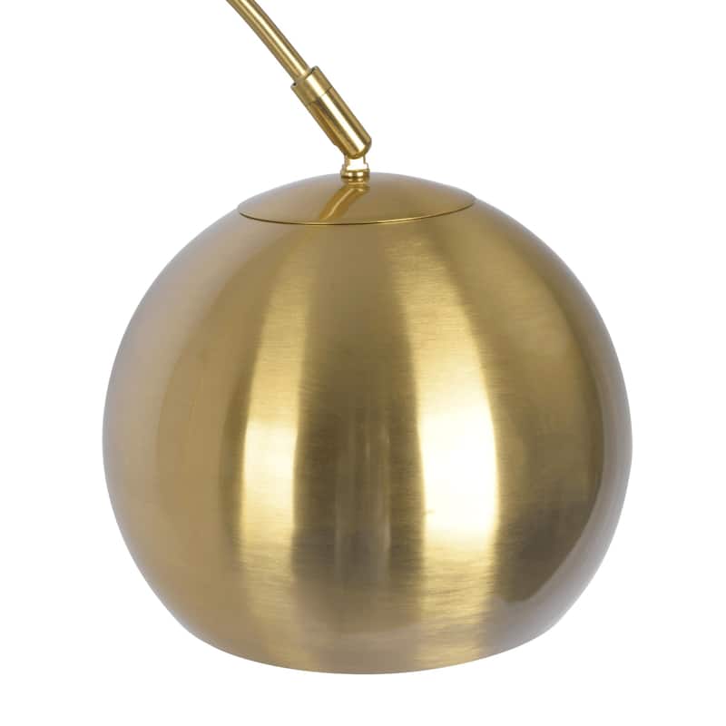 Long Arm Gold Brass Adjustable Floor Lamp with Round White Marble Base