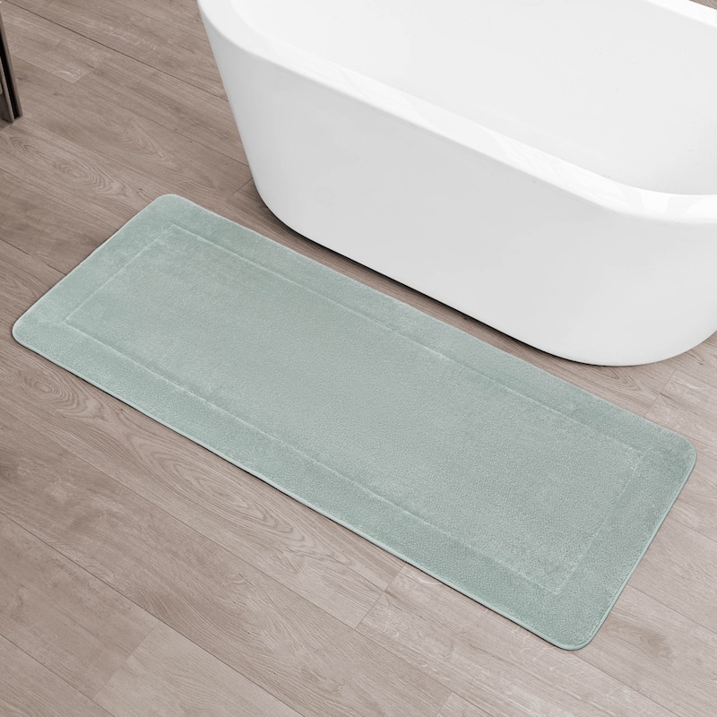 Oliver Brown Terry Memory Foam Bath Mat - 24 x 60 - Aqua
