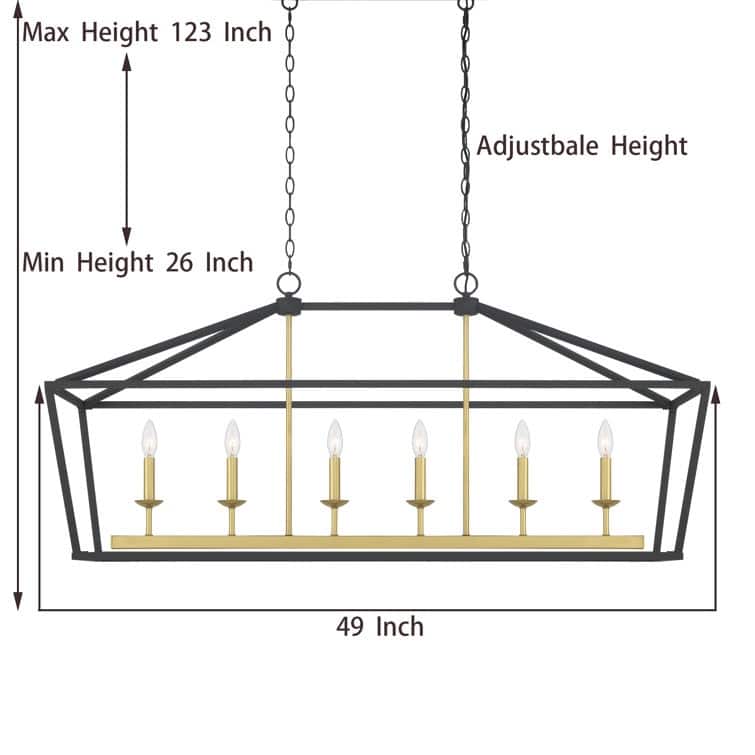 Acroma 6-light Modern Farmhouse Rectangle Chandelier for Dining Room with UL Certified - 49In