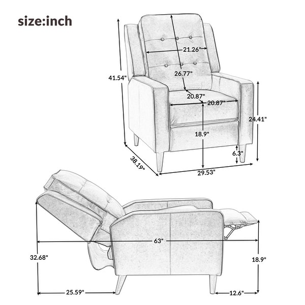 Merax Push Back Recliner Manual Armchair
