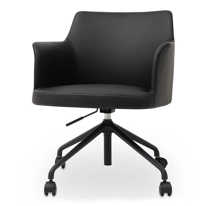 NADAAL STUDIOS Nerina Office Chair, Vegan Leather & Performance Fabric, Swivel, Adjustable Height, Caster Wheels, Black