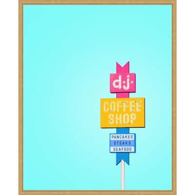 DJ Coffee Shop Sign by Tom Windeknecht Framed Canvas Wall Art Print - Sylvie Bright Gold