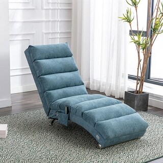 Linen Chaise Lounge Indoor Chair, Modern Long Lounger for Office or ...