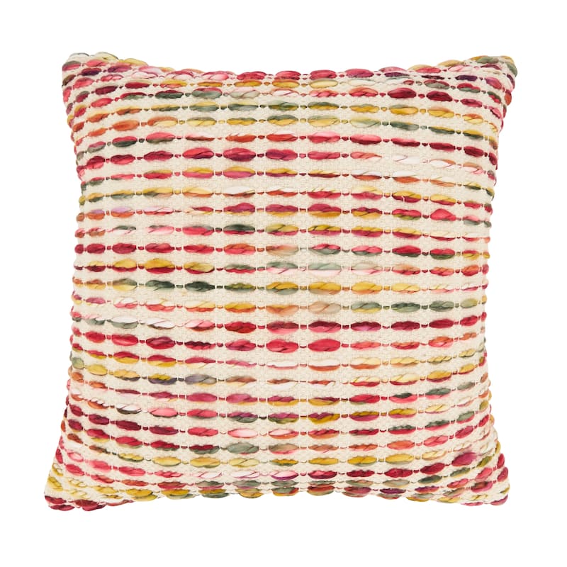 Woven Rainbow Stripe Delight Throw Pillow - 18"x18" - Polyester - Multi