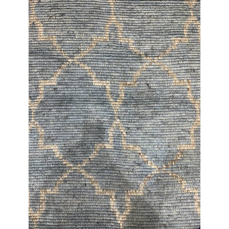 Home Decor Hand-Knotted Wool Blue/Silver Contemporary Tiled Agra Rug Luxurious & Stylish Area Rug for Adding Modern Elegance
