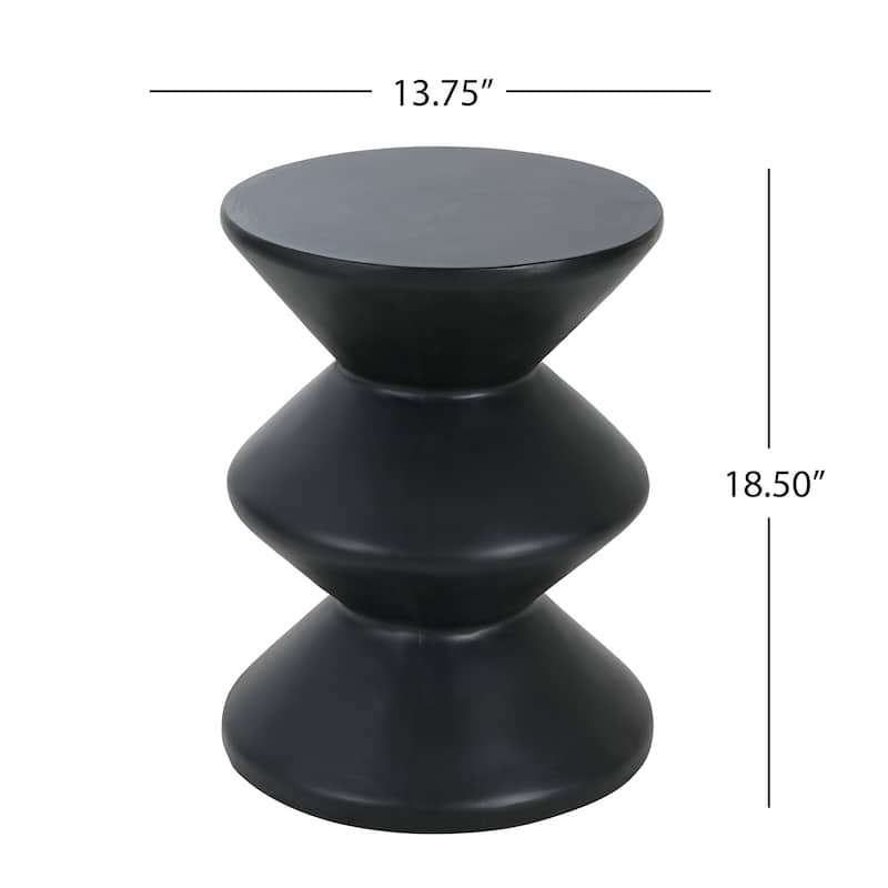 Christopher Knight Home - 13.75'' Modern 3-Layer Sculptural Wave MGO Concrete Accent Side Table, Matte Finish - Black