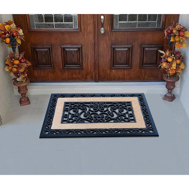 A1HC Natural Coir and Rubber Modern Indoor/Outdoor Grill Doormat