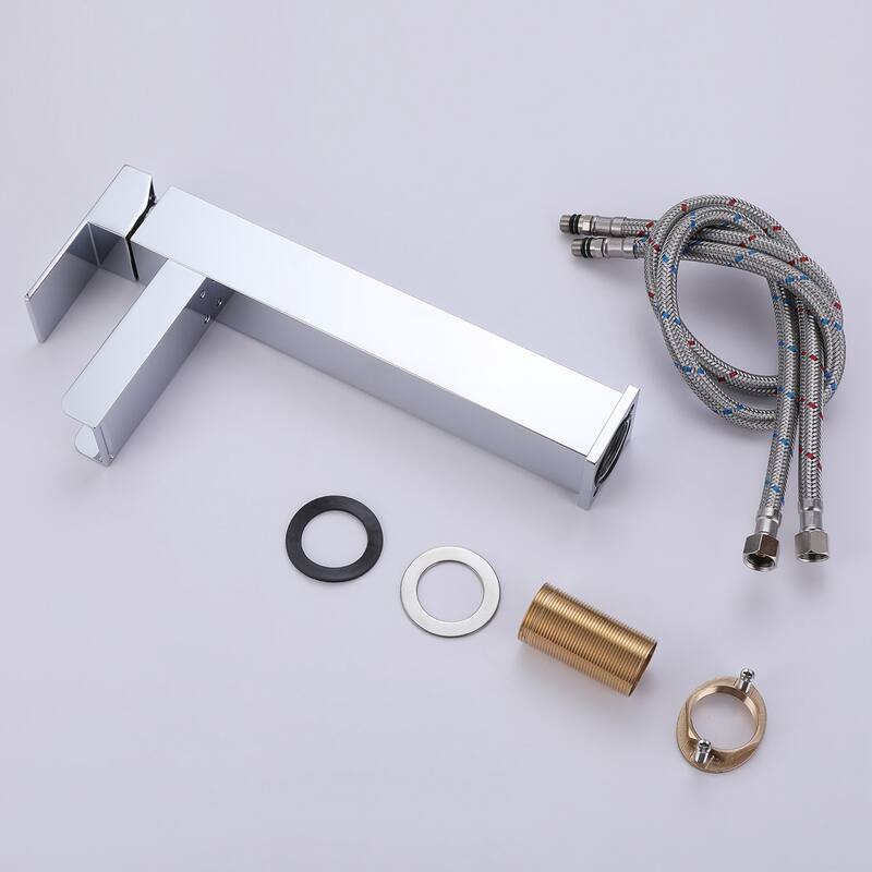 Single Handle Square Tall Waterfall Bathroom Sink Faucet