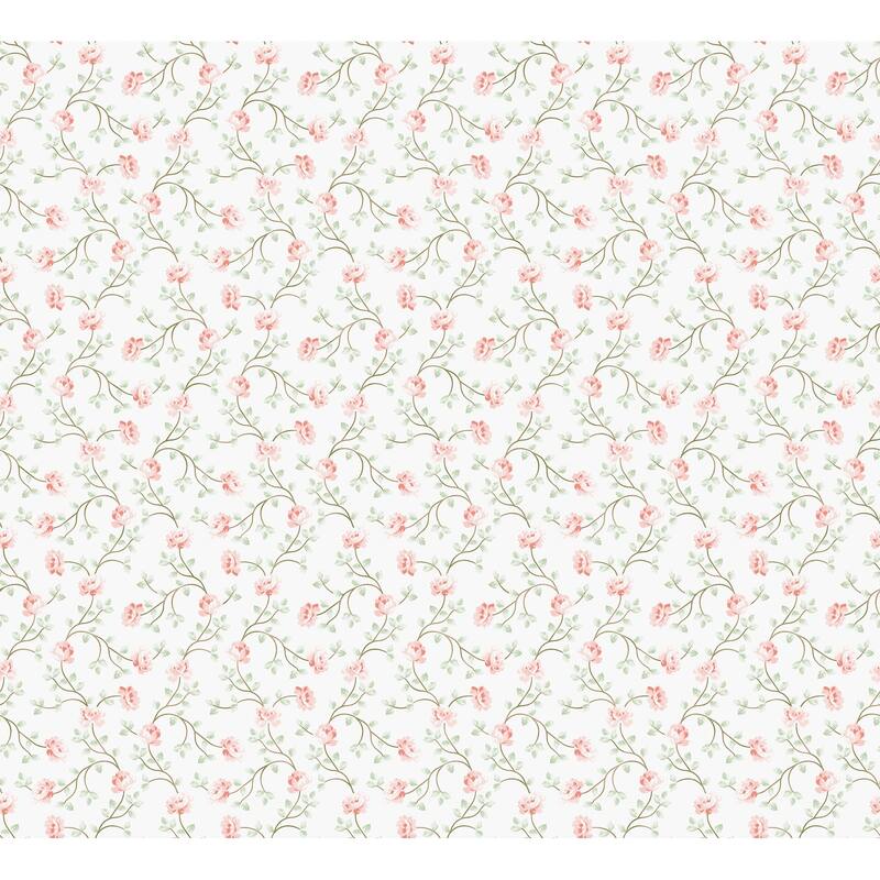 Galerie Wallcoverings Spring Blossom Petite Floral Vine Non-woven Matte Wallpaper Roll - 33 feet x 21 inches - Pink