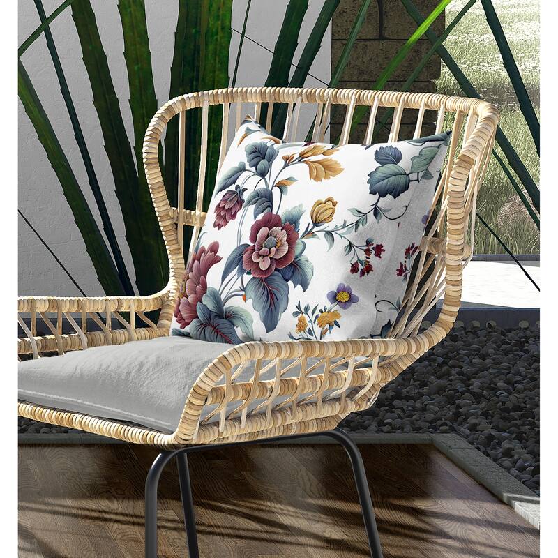 Orchit Magic Indoor/Outdoor Reversible Throw Pillow White and Blue