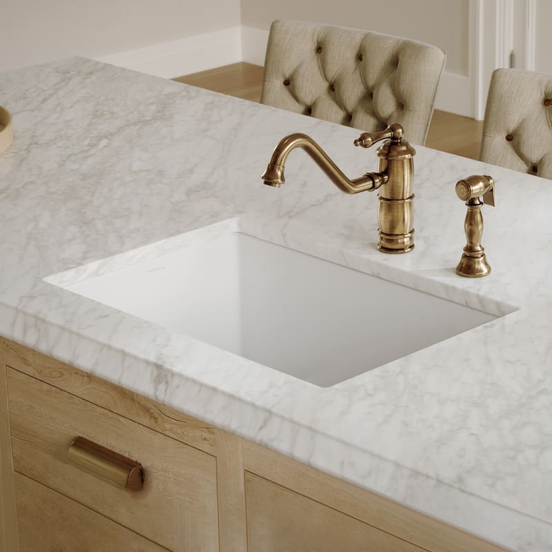 Undermount/Drop-in Fireclay Kitchen Sinks, Stainless Steel Grid Included