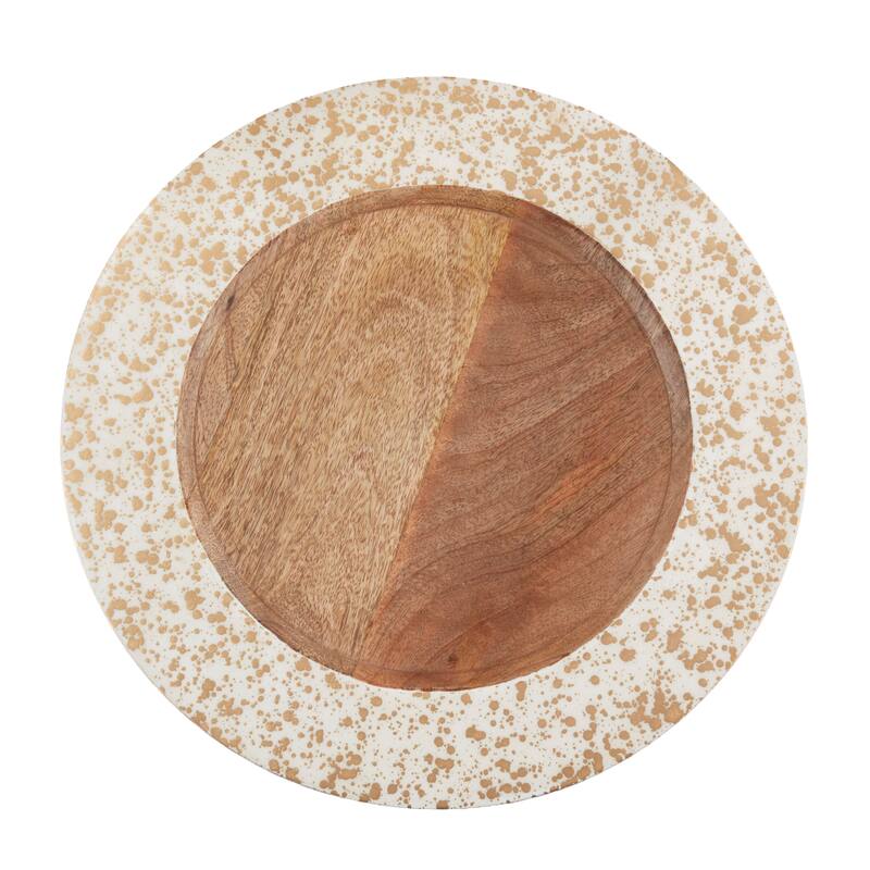 Decorative Mango Wood Charger Plates with Textured Rim (Set of 4) - Round Table Chargers for Dining & Entertaining, 13" - 4 Piece - White