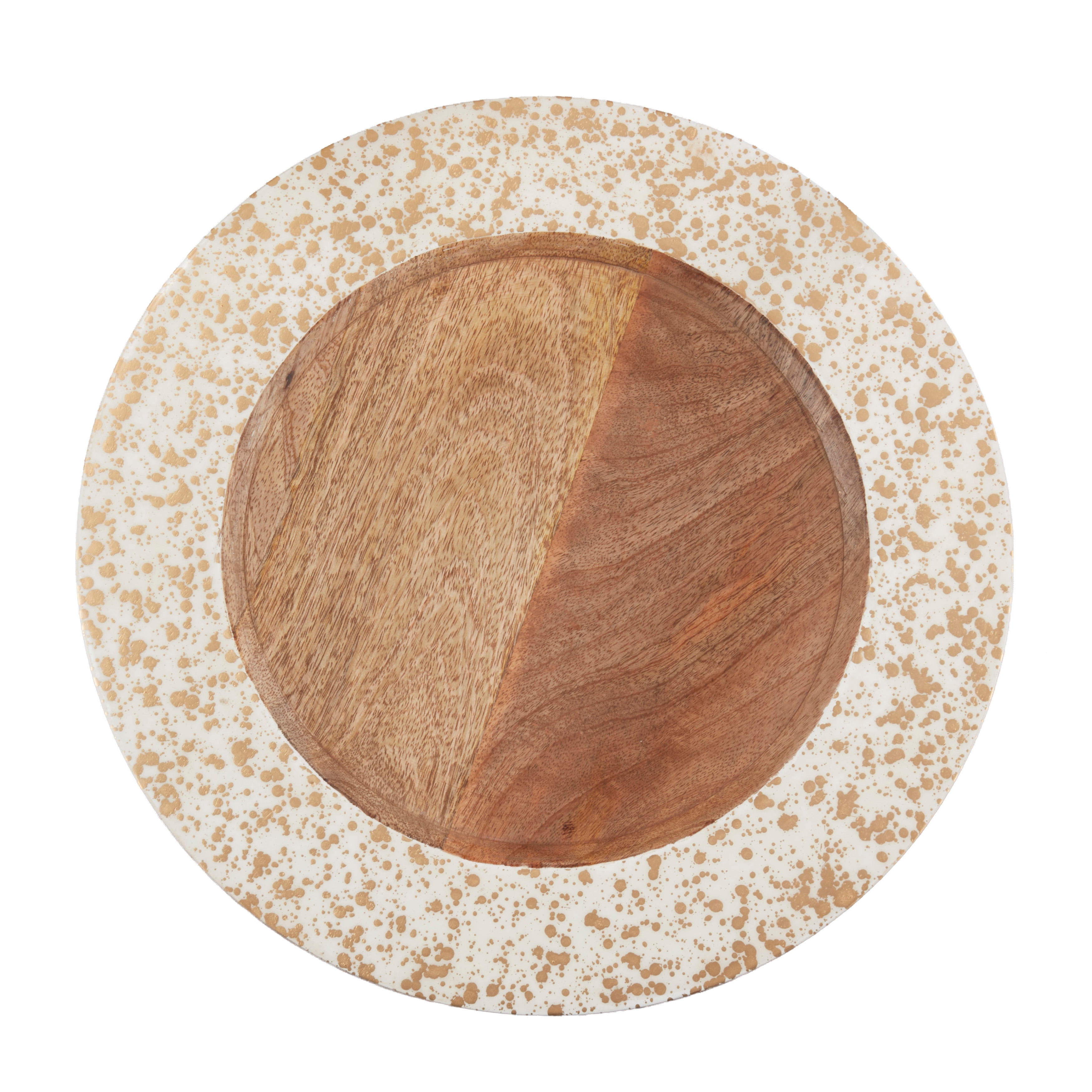 Decorative Mango Wood Charger Plates with Textured Rim (Set of 4) - Round Table Chargers for Dining & Entertaining, 13"