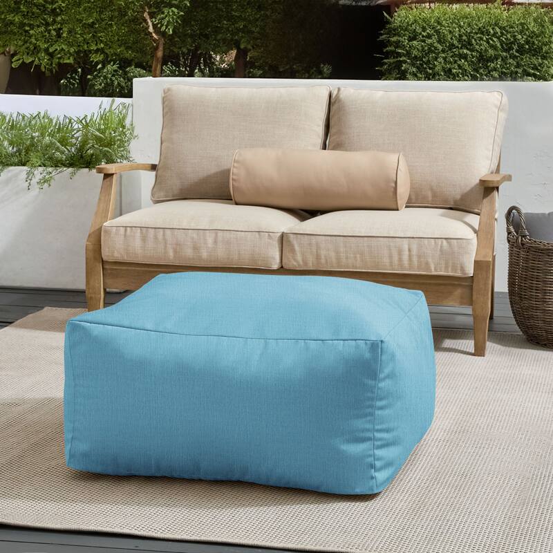 Sorra Home Sunbrella Outdoor Knife Edge Solid Bean Pouf - Cast Horizon