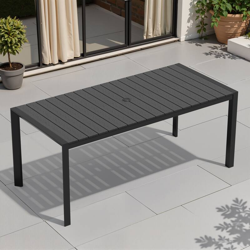 VredHom Premium Outdoor Patio Aluminum Dining Table with Umbrella Hole