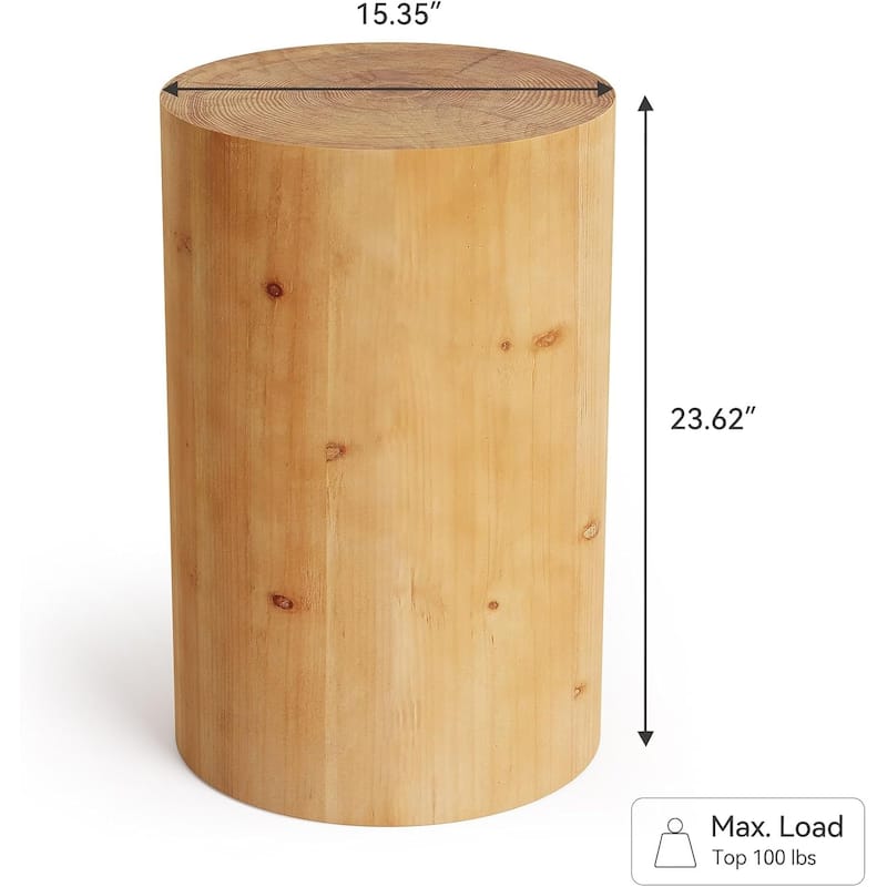 Small Wood Round End/ Side Table, Accent Cocktail Table for Living Room, Bedroom Nightstand