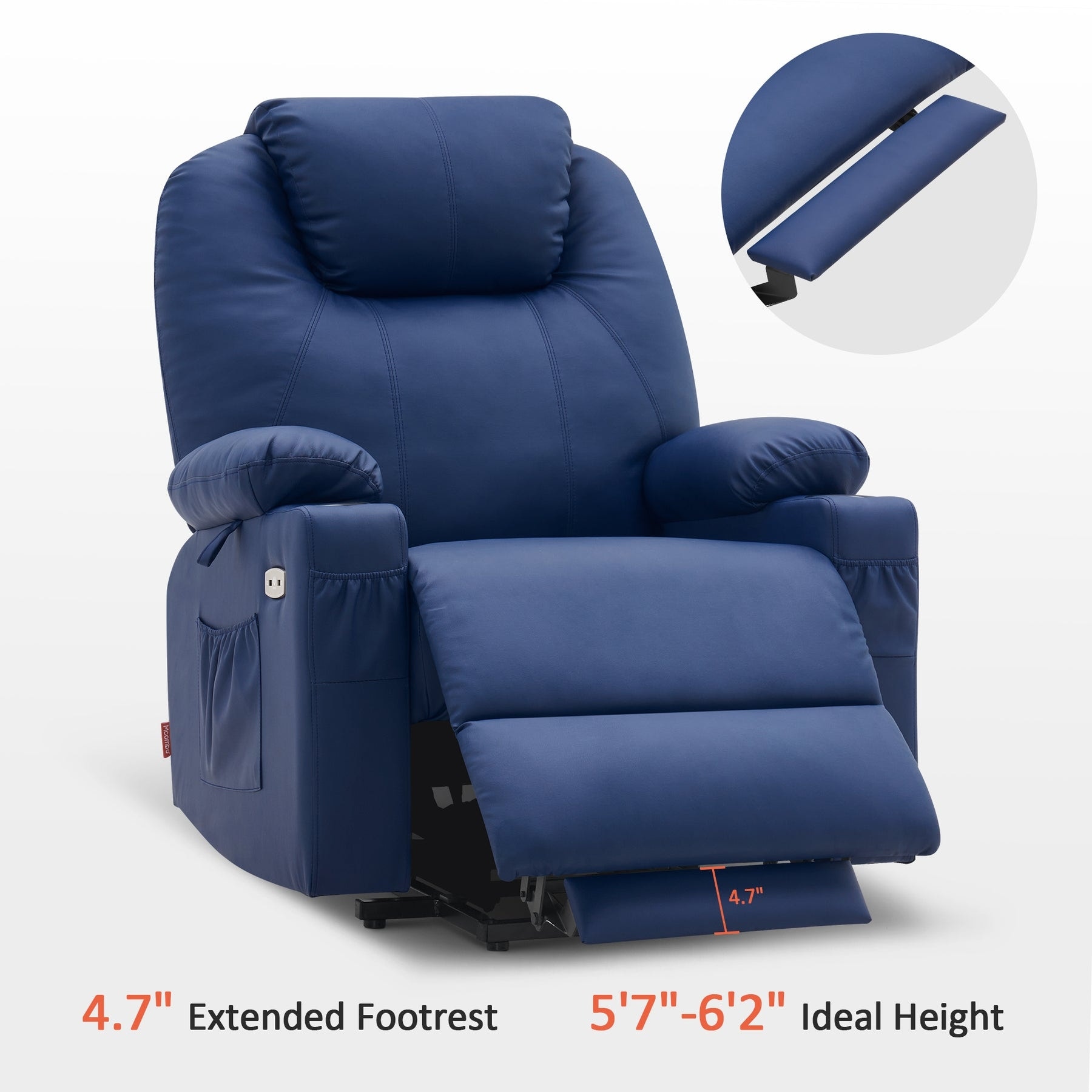 MCombo Large Power Lift Recliner Leather Chair with Massage Heat