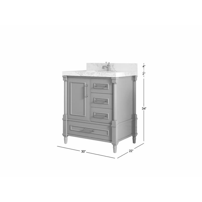 Willow Collections 30 in. W x 22 in. D Aberdeen Single Sink Bathroom Vanity with Countertop