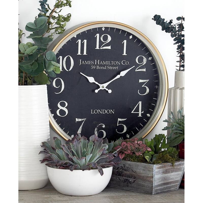 Metal Decorative Wall Clock - Black - Roche River Decor