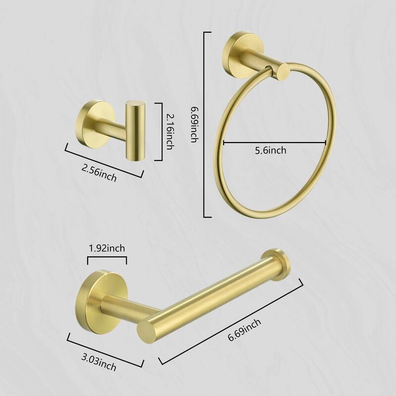 3-Piece Bathroom Hardware Set Bathroom Hardware Accessories Sets SUS304 Stainless Steel Bath Shower Set - N/A