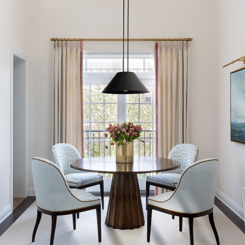 1-Light Modern Industrial Black Pendant Chandeliers with Metal Cone Shade for Dining Room - 16.5