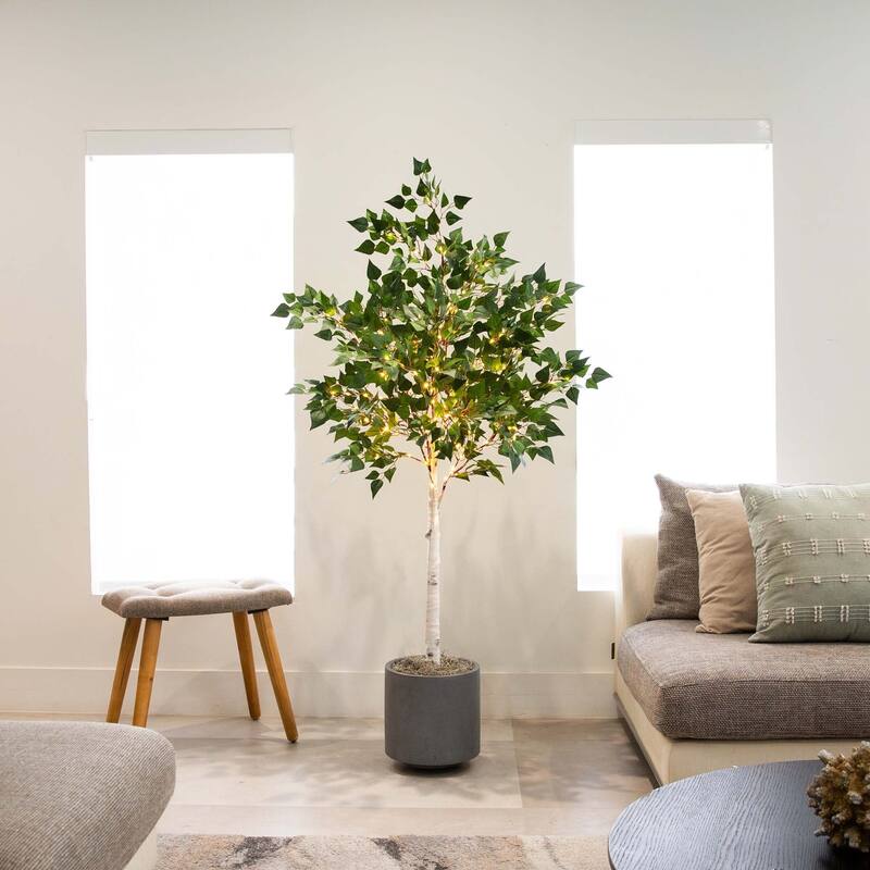 Pre-Lit Birch Artificial Tree - 5' - Warm White LED Lights