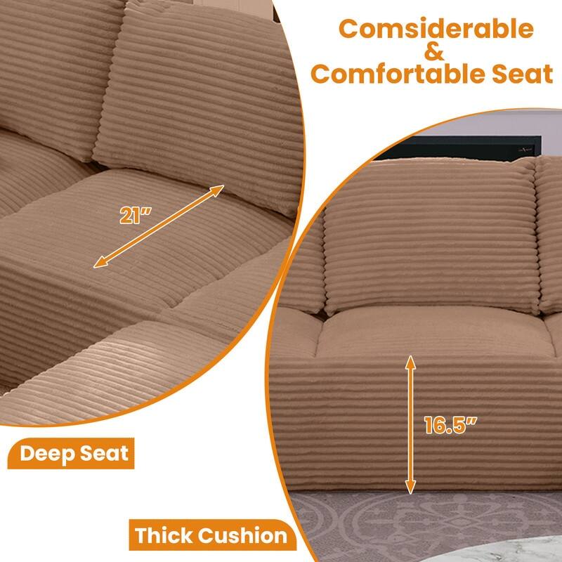 103.5" Cloud Sectional Couch with L-Shape Chaise,Modern Modular Sofa with Deep Seat, No Assembly Required