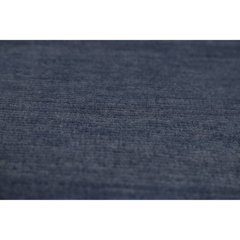 Hand Knotted Oriental 100% Wool Carpet Modern Solid Navy Blue & Blues Gabbeh Area Rug - 12' 0'' X 9' 5''