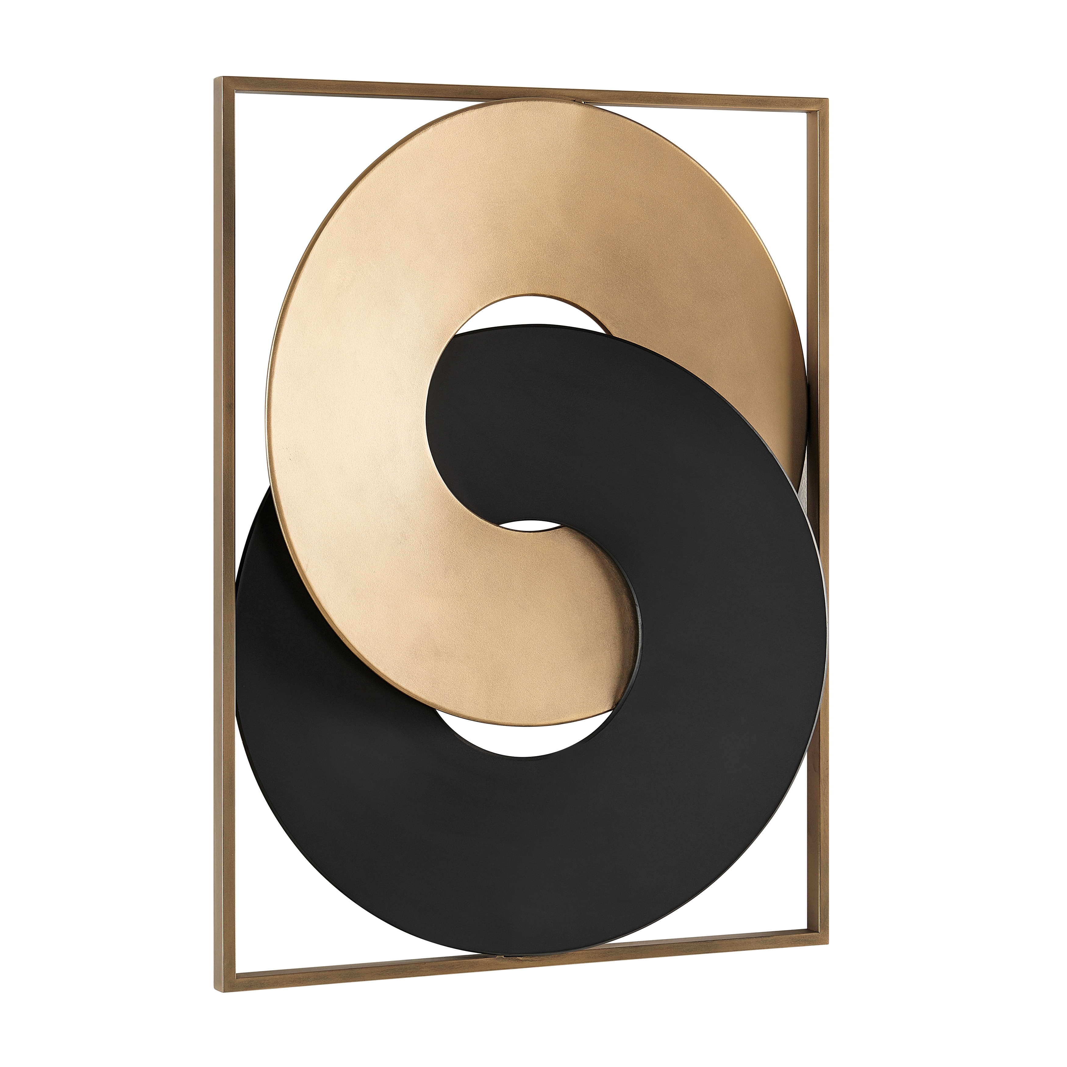 Gold and Black Intersecting Rings Mid-Century Modern Metal Wall