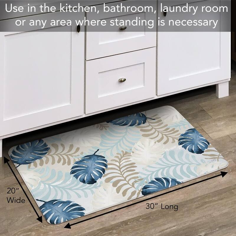 Blue Havana 30” x 20” Decorative Comfort Floor Mat Manufactured in The USA, Waterproof, Reduces Muscle Fatigue, Easy to Clean