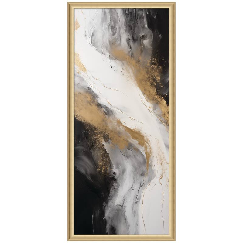 Kate and Laurel Framed Art Luxe Drift Modern Elegant Abstract by The Creative Bunch Studio - 19 x 42