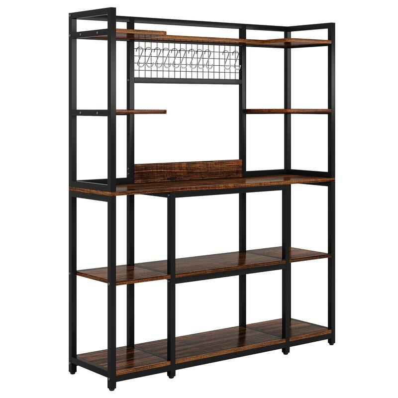55" Baker's Rack 5-Tier Kitchen Storage Shelf Rustic Brown