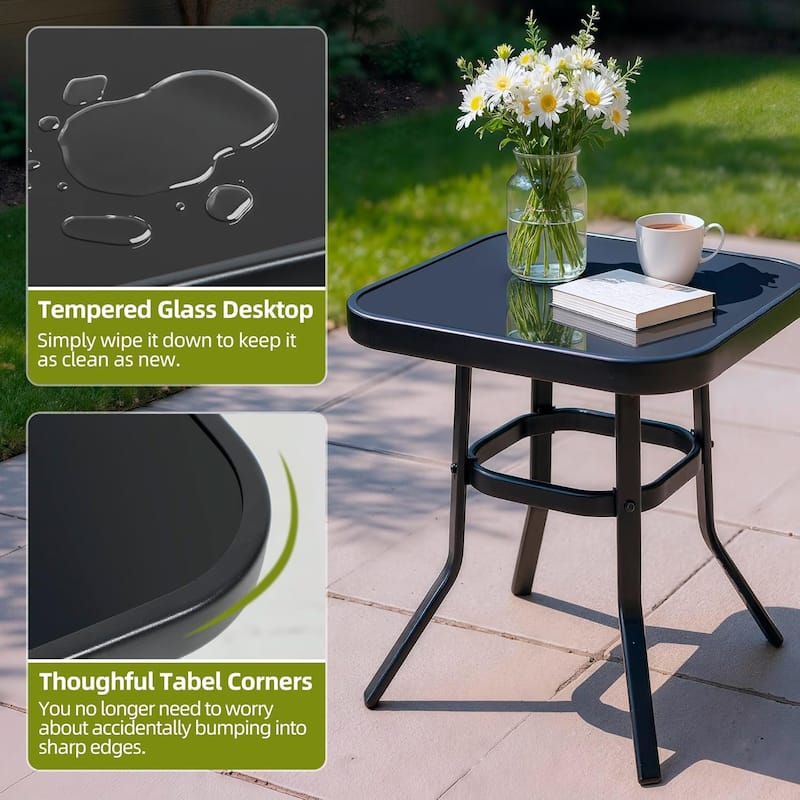 Solaura 3-piece Outdoor Patio Rocking Chairs Conversation Bistro Set