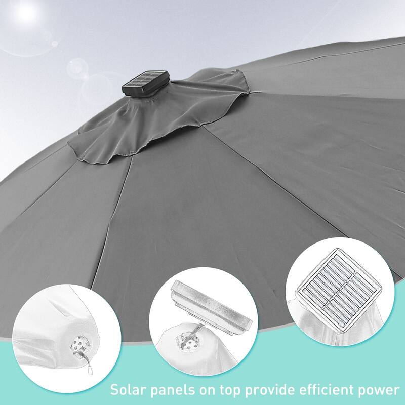 Autlaycil 10ft Solar LED lights Outdoor Patio Umbrella With Base