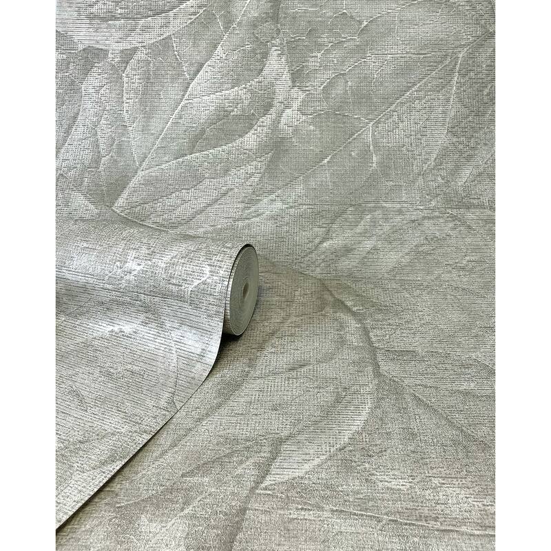 Fine Decor Aspen Sterling Leaf Wallpaper