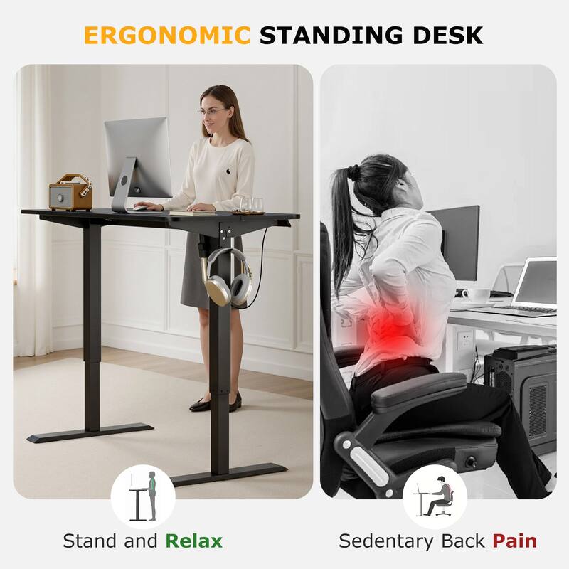 Javlergo Standing Desk, Adjustable Height Electric Sit Stand Up Down Computer Table, Ergonomic Rising Modern Lift Motorized