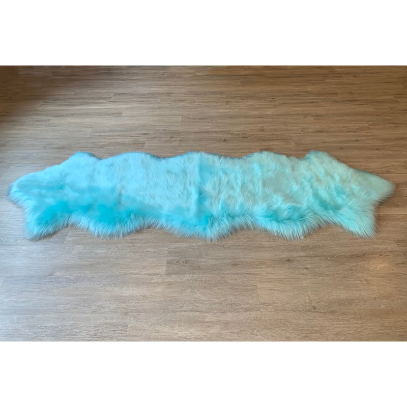 Nansen Luxurious Faux Sheepskin 2-Pelt Shag Runner Rug - 2' x 6' - 2' x 6'