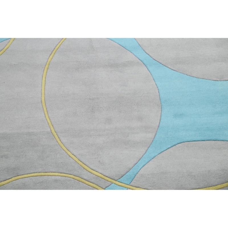 Circle Design Modern Oriental Wool Area Rug Hand-tufted Dotted Carpet - 8'0" x 10'0"